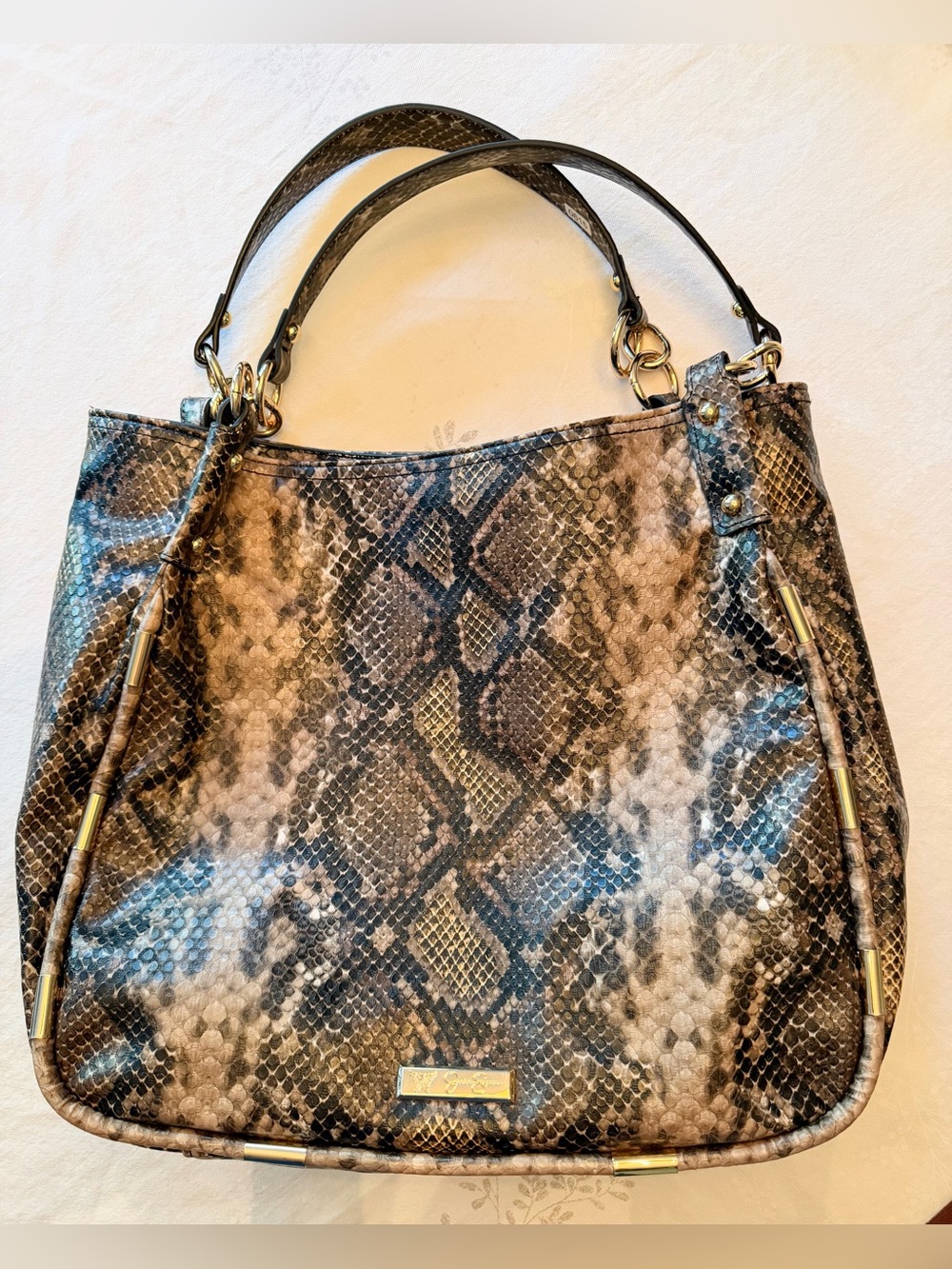 Jessica Simpson Snake-Print Python Hobo Shoulder Bag in Browns/Neutrals for Fall